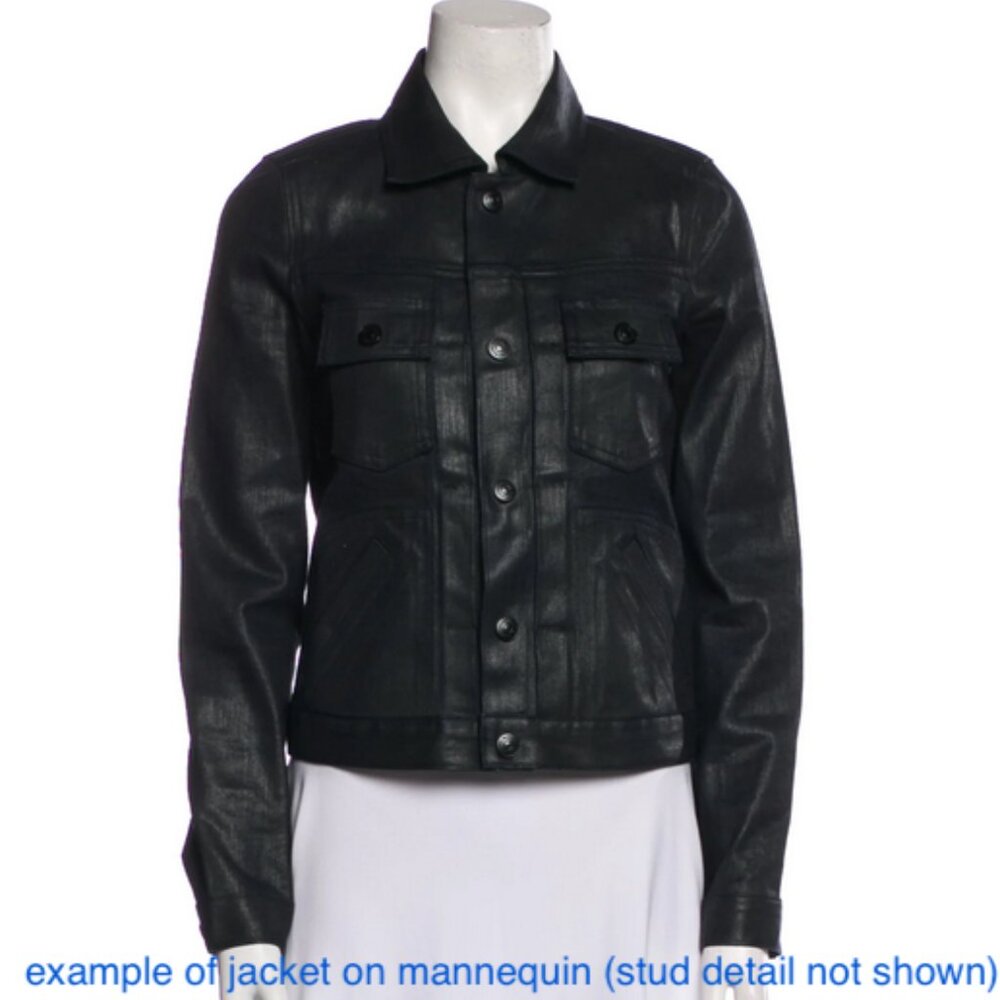 Marc by Marc Jacobs Black Waxed Denim Studded Jacket Women’s XS - Picture 2 of 7